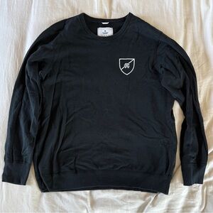 Reigning Champ Black Crewneck Sweater with Embroidered Logo